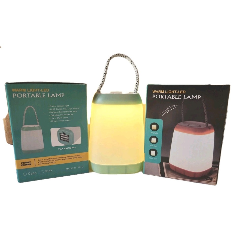 NEW Lot 2 Night Light Portable Lamp Warm Light-LED 3-Modes Kids Camp Fishing NIB